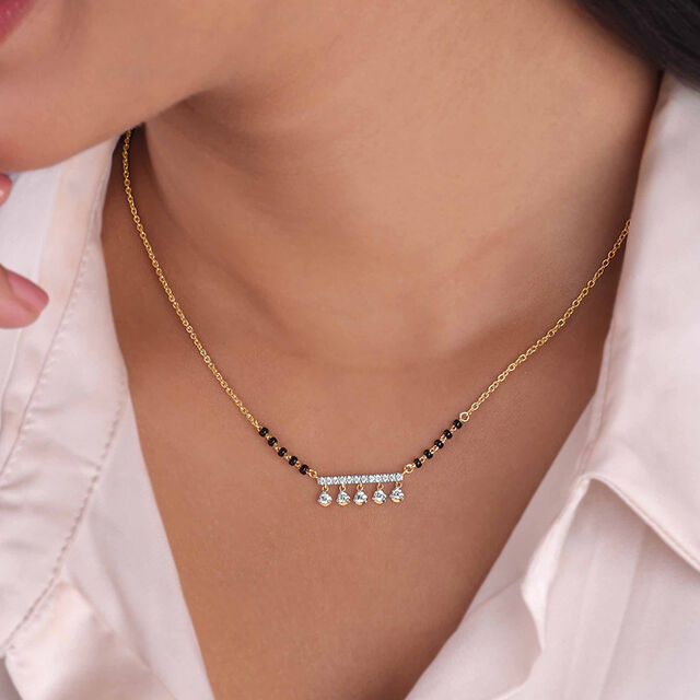Playful Linear Diamond Mangalsutra,,hi-res image number null