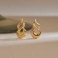 Sleek Fluid Gold Stud Earrings,,hi-res view 1