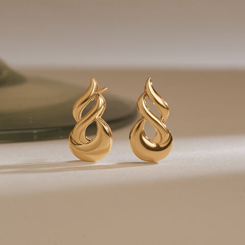 Sleek Fluid Gold Stud Earrings