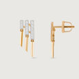 Retro Chic Gold & Diamond Drop Earrings,,hi-res view 3