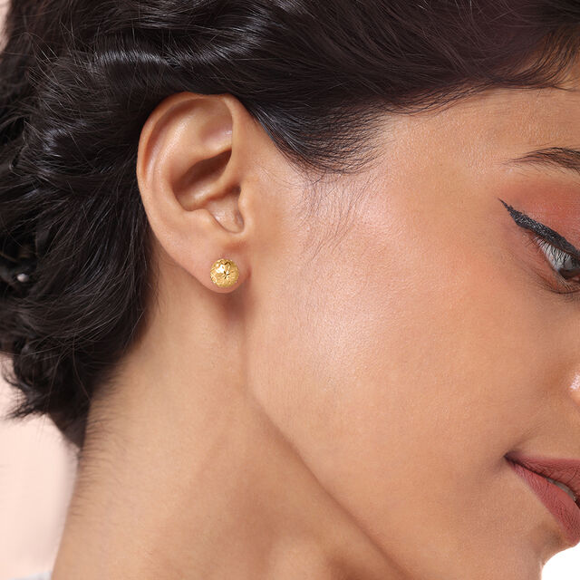 Engraved Blossom 18KT Gold Stud Earrings,,hi-res image number null
