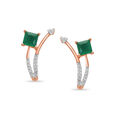 14KT Rose Gold Blossoming Beauty Green Onyx Hoop Earring,,hi-res view 1