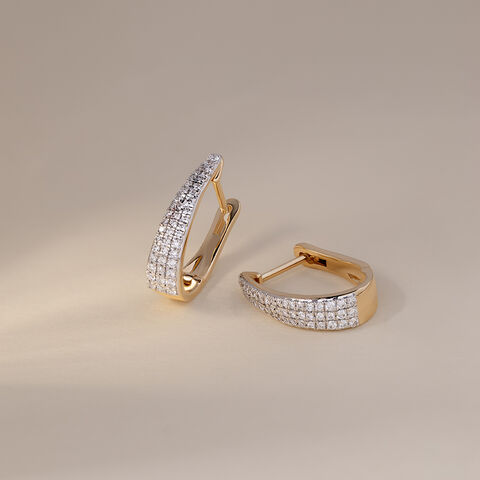 Modern Twist Gold & Diamond Hoop Earrings