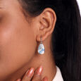 Mother of Pearl Wave Silver Hoop Earrings,,hi-res view 2