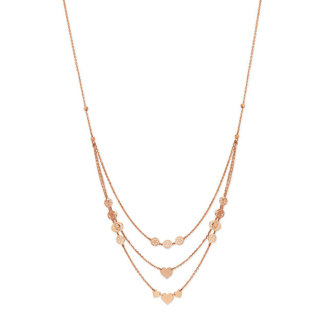 18KT Rose Gold Dreamy Heart Strings And Gorgeous Floral Chain,,hi-res view 1