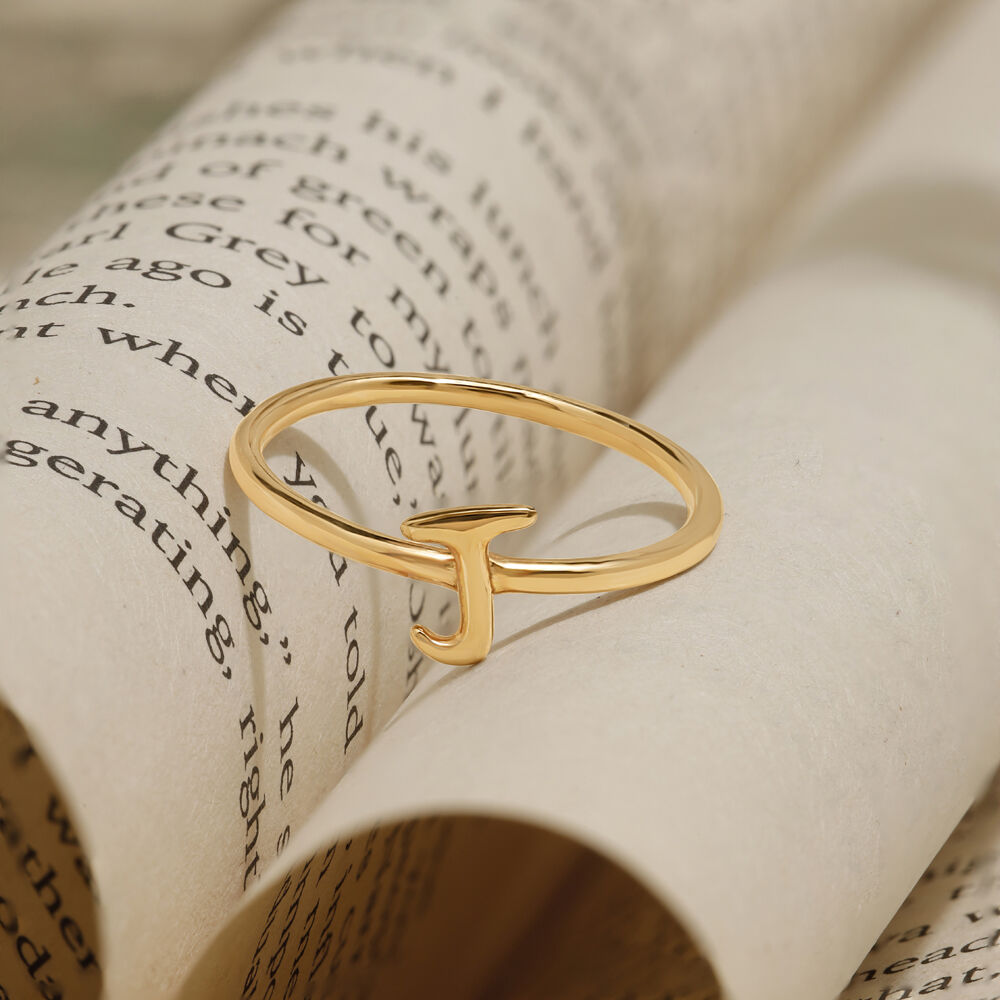 Buy Letter J 14KT Yellow Gold Initial Ring Online Mia by Tanishq