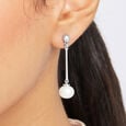 Swaying Pearl Silver Drop Earrings,,hi-res view 2
