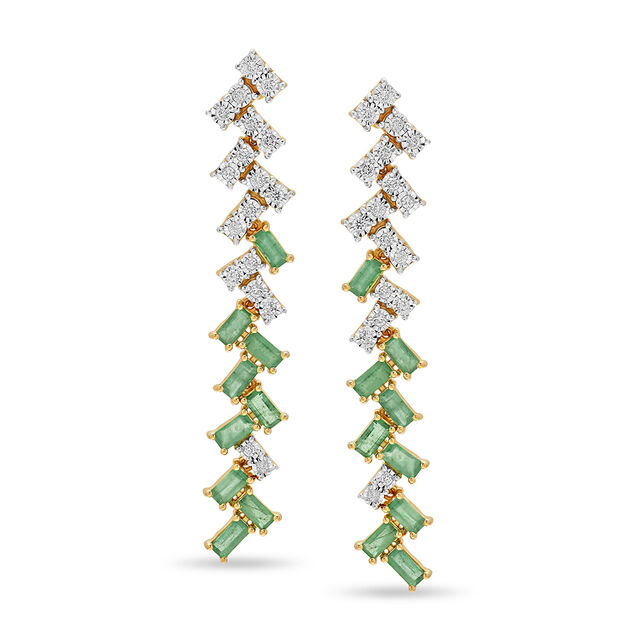 14Kt Yellow Gold Enchanting Criss Cross Emerald Drop Earrings,,hi-res view 2