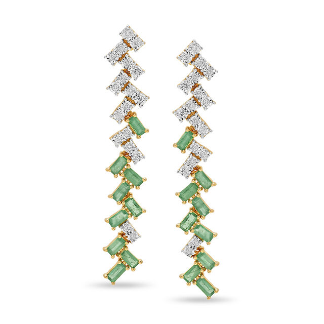 14KT Yellow Gold Enchanting Criss Cross Emerald Drop Earrings,,hi-res view 2