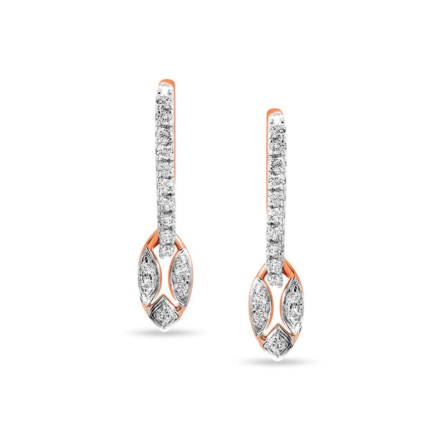 14Kt Rose Gold Glistening Droplets Diamond Drop Earring,,hi-res view 1