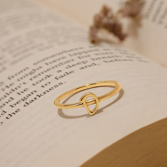 Letter D 14KT Yellow Gold Initial Ring