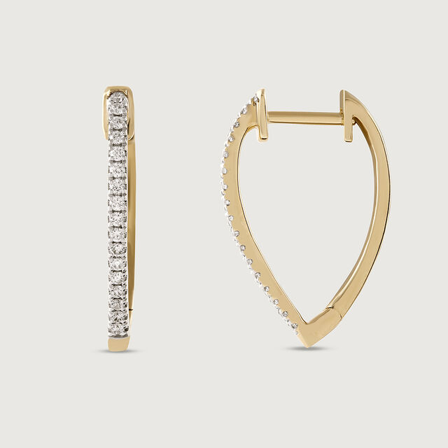 Edgy Luxe Gold & Diamond Hoop Earrings,,hi-res image number null