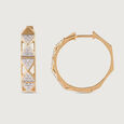 Geometric Luxe Gold & Diamond Hoop Earrings,,hi-res view 4