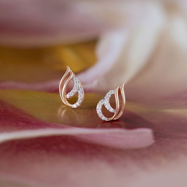 Twisted Sparkle Gold & Diamond Stud Earrings,,hi-res image number null