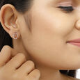 14kt Bespoke Oval Rose Gold Diamond Studded Stud Earrings,,hi-res view 3
