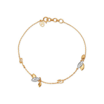 14KT Diamond Bracelet - Meandering Leaves