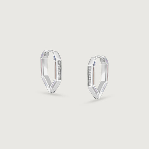 Sleek Angular Silver Hoop Earrings