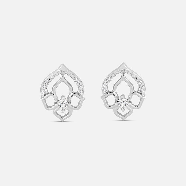 Romantic Baroque Silver Stud Earrings,,hi-res image number null