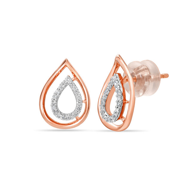 14KT Rose Gold Timeless Beauty Diamond Stud Earring,,hi-res view 2