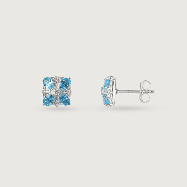 Ice Crystal Silver Stud Earrings for Women,,hi-res image number null