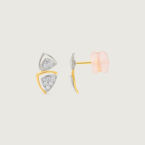 Architectural Poised Diamond Platinum Gold Stud Earrings