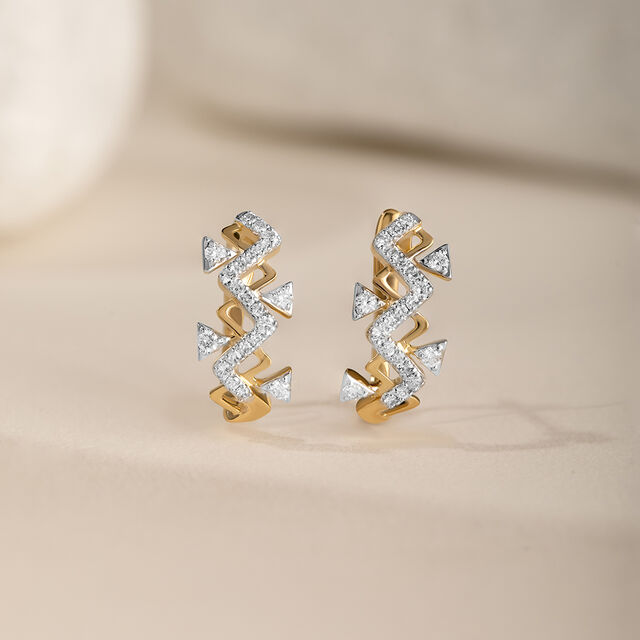 Lippan Glow Gold & Diamond Hoop Earrings,,hi-res image number null