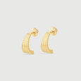 Textured Curve Gold Stud Earrings,,hi-res view 4