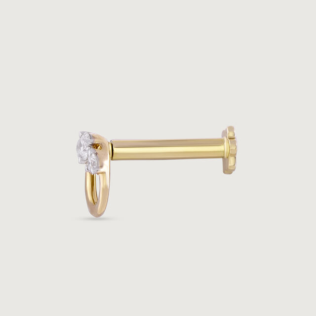 Radiant Circle Gold and Diamond Nose Pin,,hi-res image number null