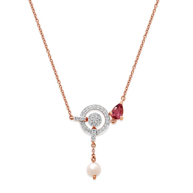 14KT Rose Gold Celestial Sparkle Pink Tourmaline Choker Necklace,,hi-res view 2