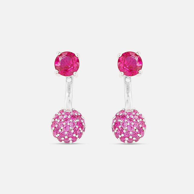 Dramatic Pink Silver Drop Earrings,,hi-res image number null