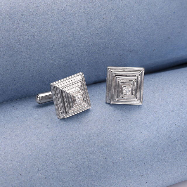 Layered Square Silver Cufflinks,,hi-res image number null