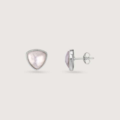Luminous Facet Quartz Silver Stud Earrings