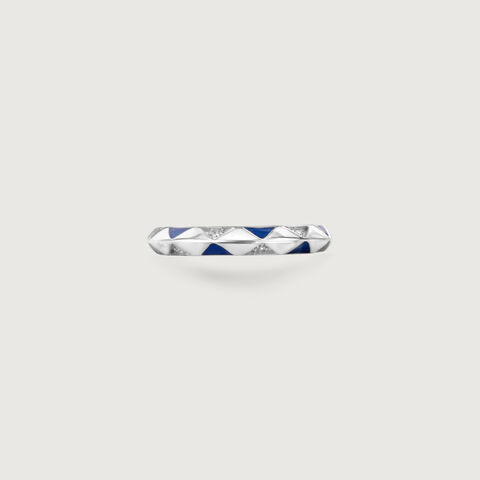 Edgy Dynamic Enamel Silver Ring