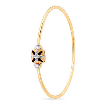 18 KT Yellow Gold Geometric Sparkle Diamond Bangle