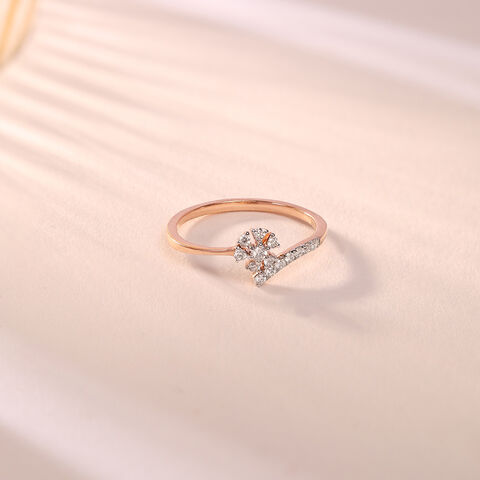 Whimsical Flower Gold & Diamond Finger Ring