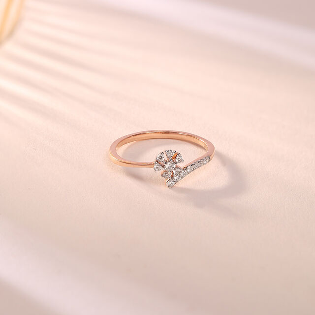 Whimsical Flower Gold & Diamond Finger Ring,,hi-res image number null