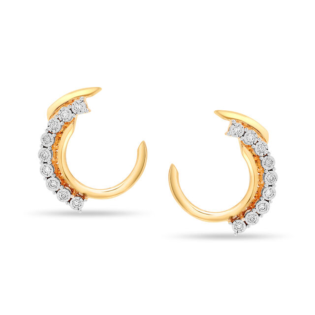 14 KT Yellow and White Gold Gleaming Stud Earrings,,hi-res view 1