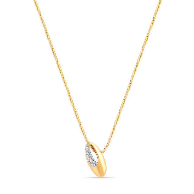 14KT Yellow Gold Brilliant Oval Diamond Pendant with Chain,,hi-res image number null