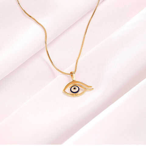 14KT Yellow Gold Minimal Evil Eye Pendant