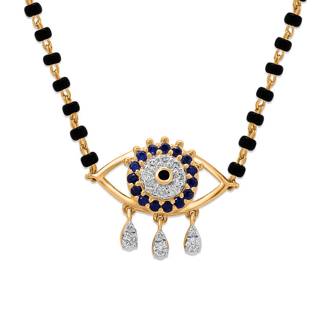 14 KT Lustrous Sapphire and Diamond Evil Eye Mangalsutra,,hi-res view 2