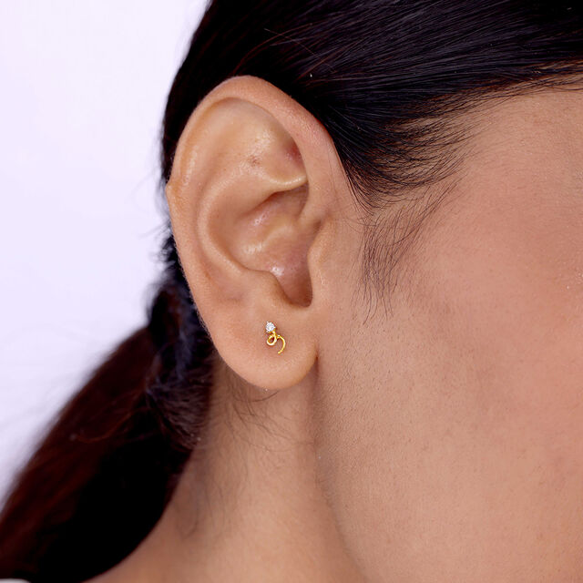 Swirl Sparkle 14 Kt Gold and Diamond Stud Earrings,,hi-res image number null