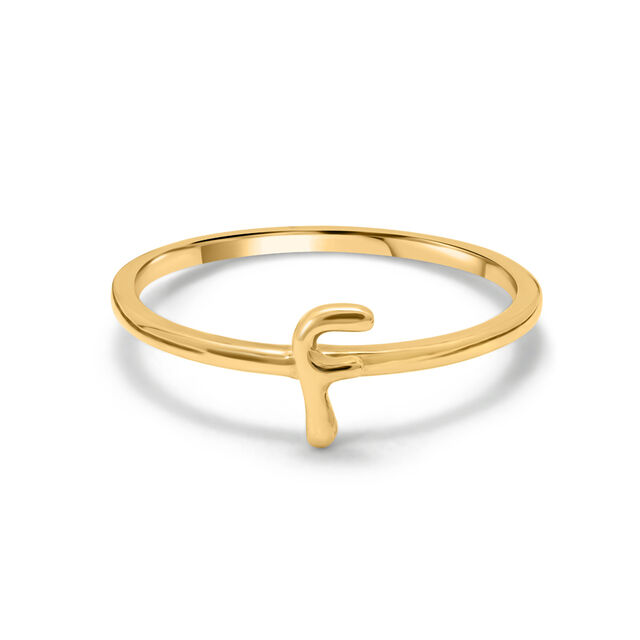Letter F 14KT Yellow Gold Initial Ring,,hi-res image number null