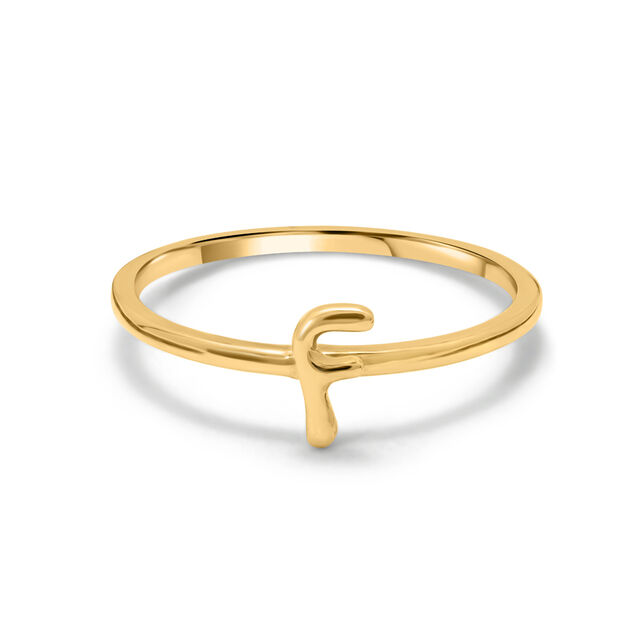 Letter F 14KT Yellow Gold Initial Ring,,hi-res view 3