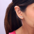 Flowing Arc Silver Stud Earrings,,hi-res view 2