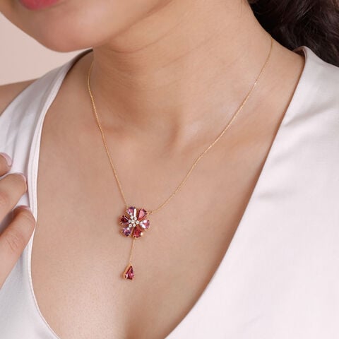 Celebratory Firework Amethyst and Garnet Lariat Necklace