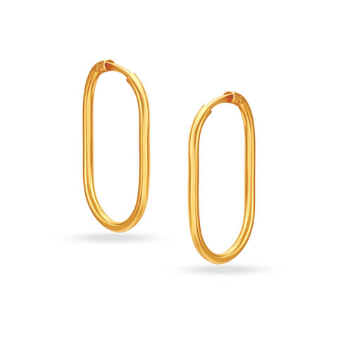 22KT Yellow Gold Stately Contemporary Hoop Earrings