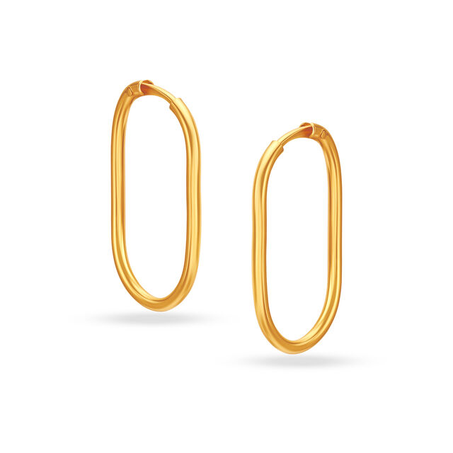 22KT Yellow Gold Stately Contemporary Hoop Earrings,,hi-res image number null
