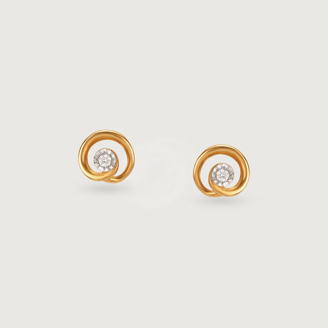 Twirl Radiance 14 Kt Gold and Diamond Stud Earrings,,hi-res image number null