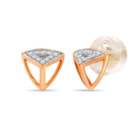 14kt White And Rose Gold Diamond Stud Earrings