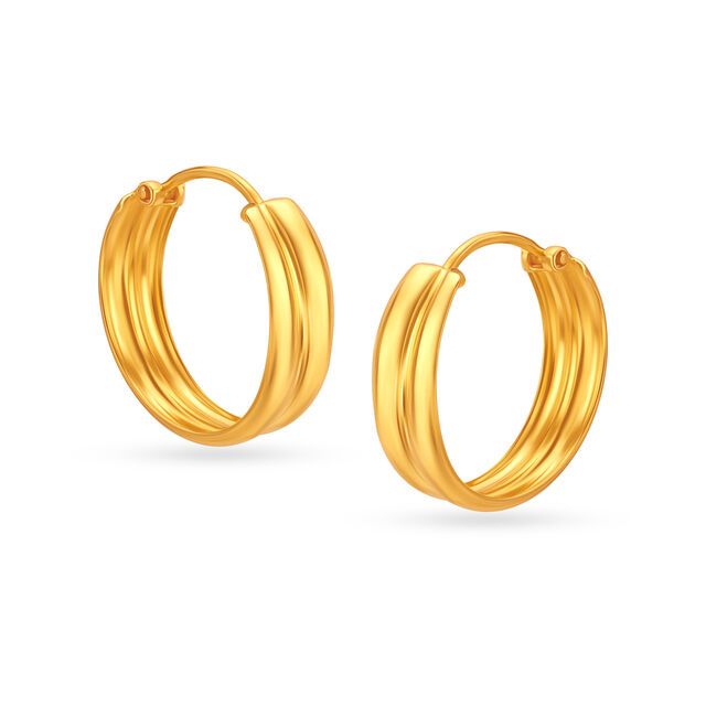 22KT Yellow Gold Dazzling Bold Hoop Earrings,,hi-res image number null